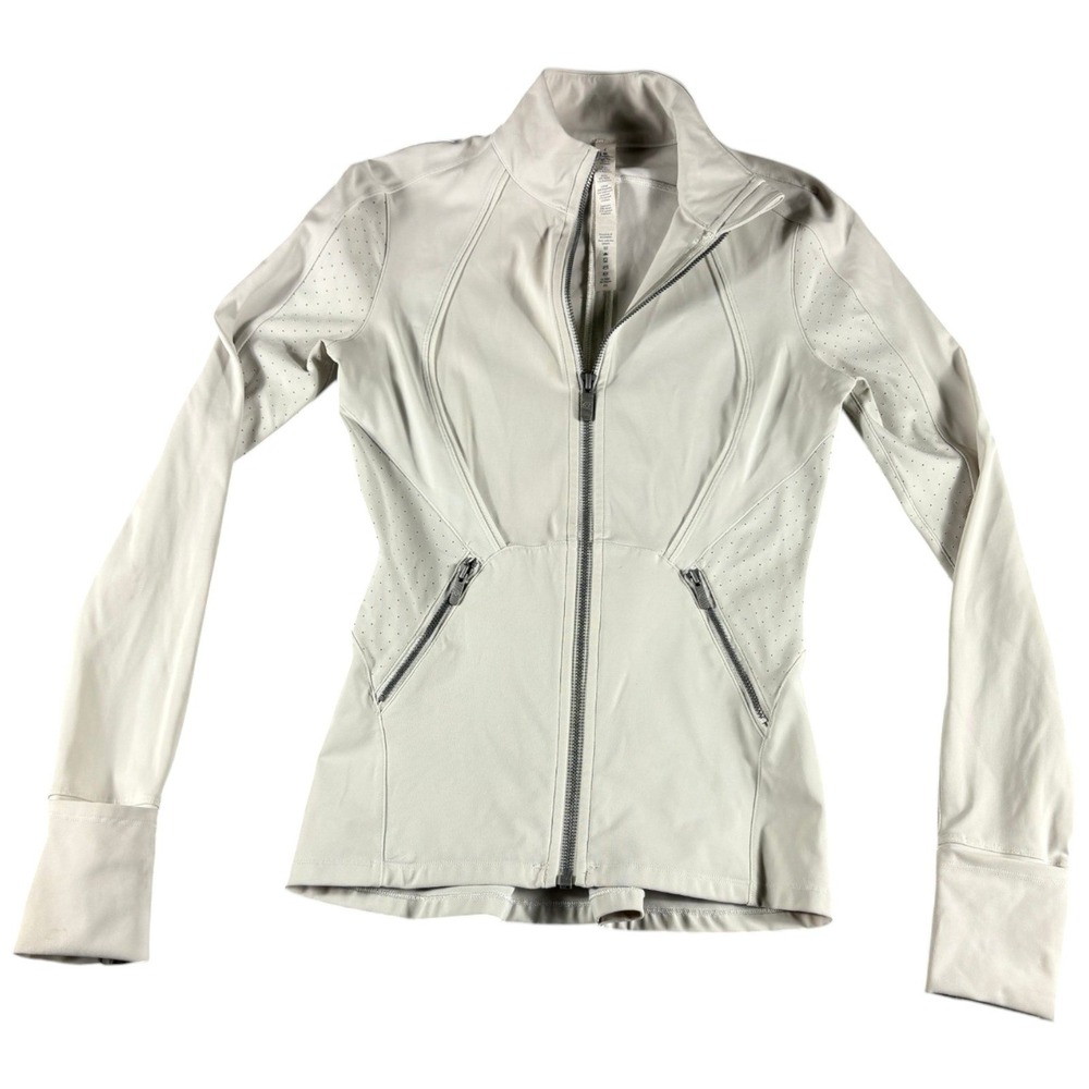 Lululemon Define Jacket 4 Light Gray Full Zip Mesh Vent Mock‎ Neck Long Sleeve